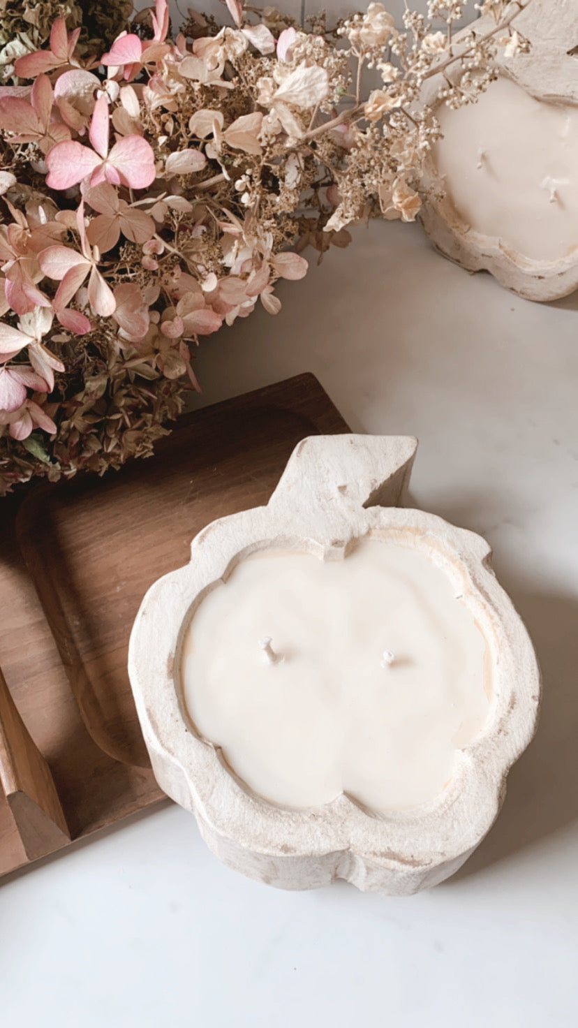 Wooden Pumpkin Candle