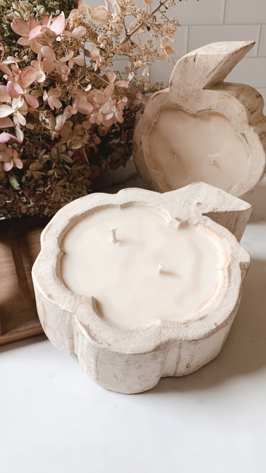 Wooden Pumpkin Candle