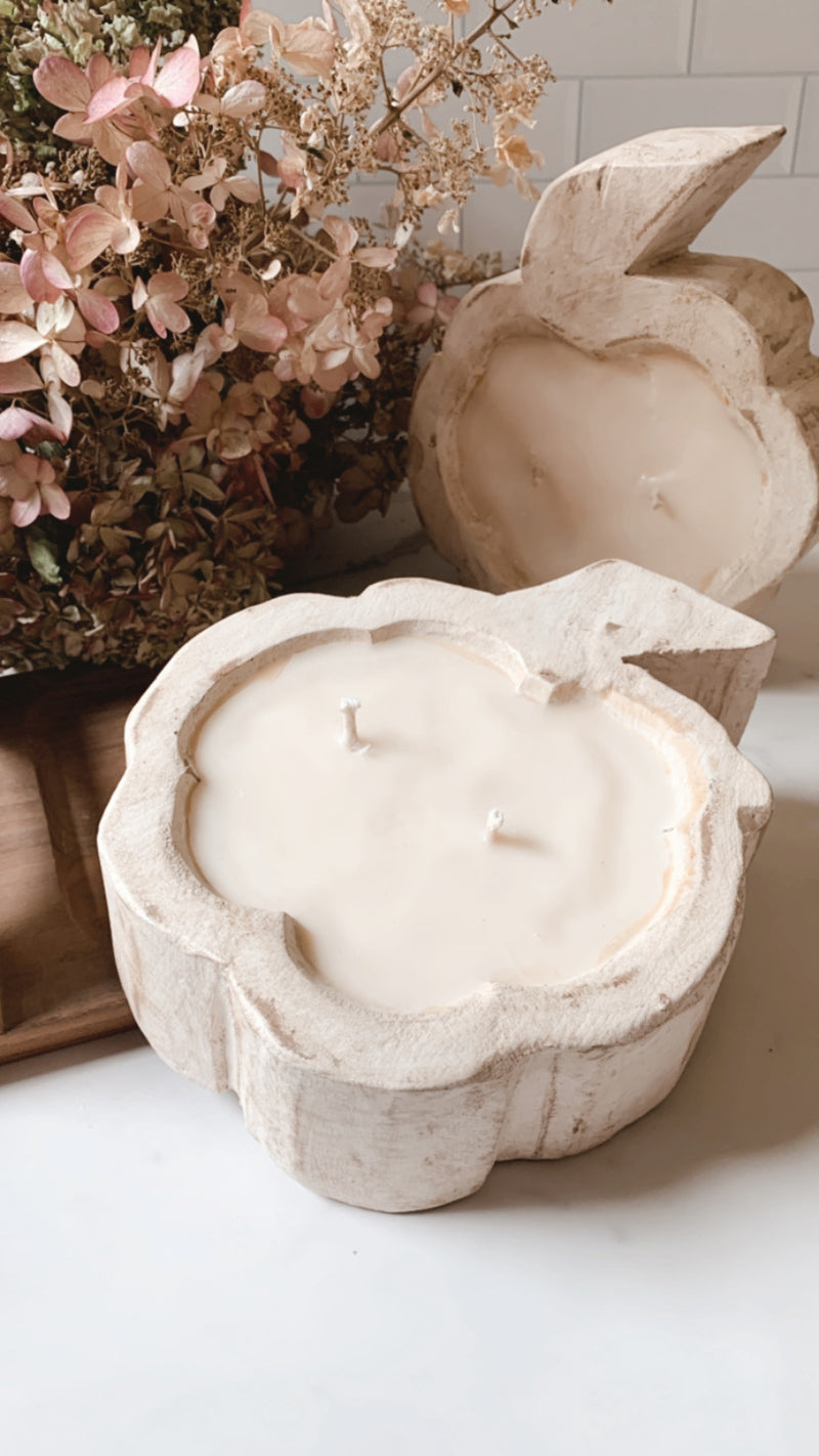 Wooden Pumpkin Candle