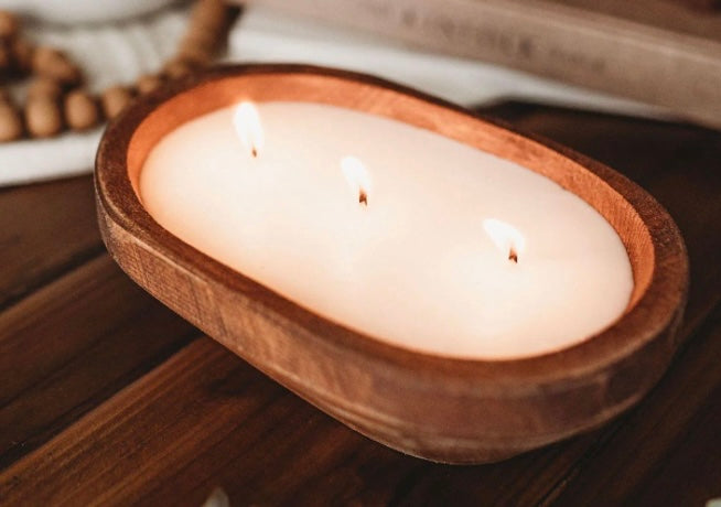 Wooden Bowl Candles: Coastal Cotton