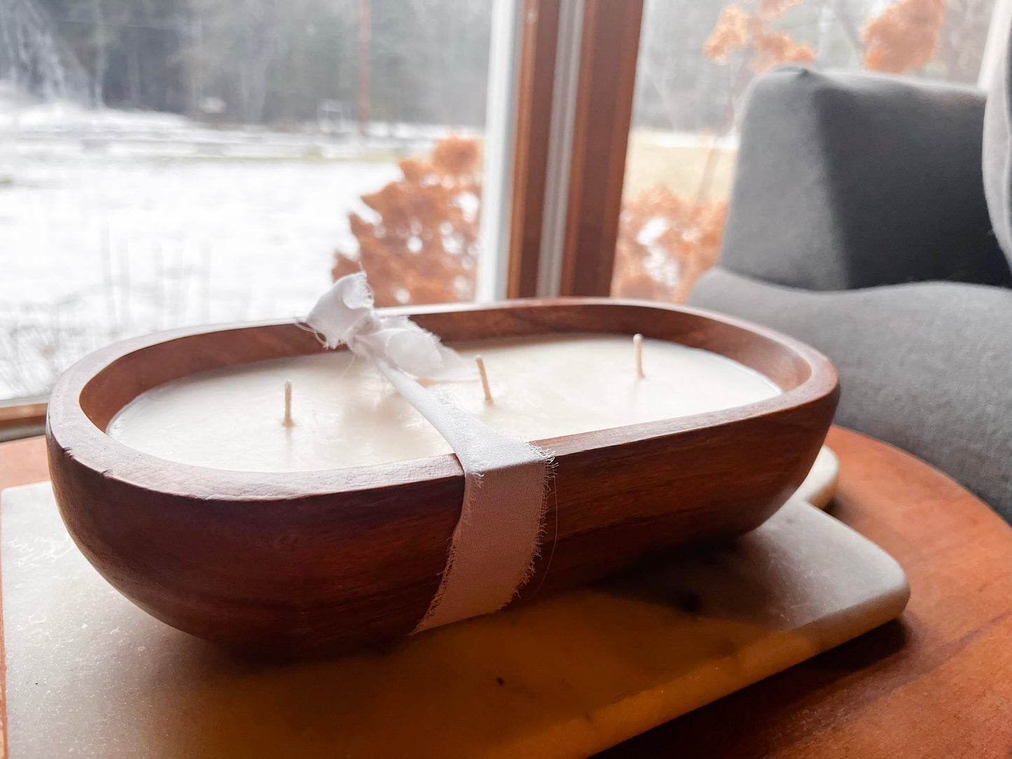 Wooden Bowl Candles: Coastal Cotton